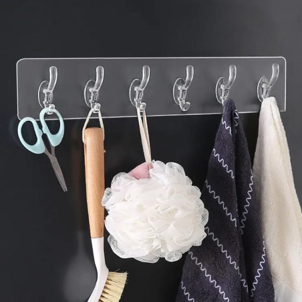 Double Row Adhesive Hook | Transparent Sticky Hook | Wall Hooks Self Adhesive Clothes Coat | Door Hanger Towel Key Holder Bathroom Kitchen Storage Sticker Hook (Copy) (Copy)